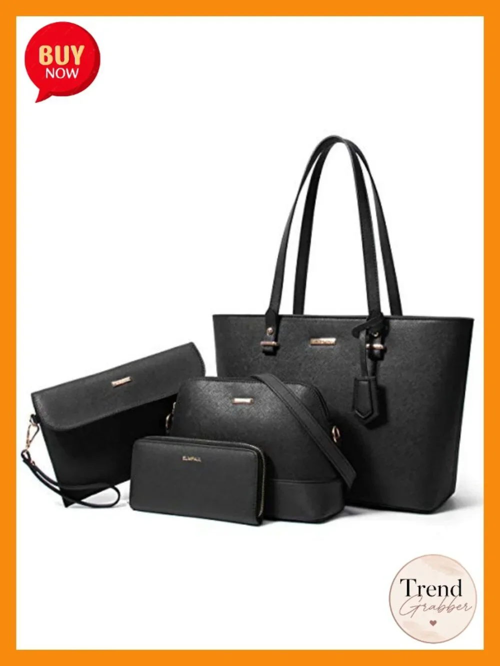 Synthetic Leather Women's Satchel Set with Top Zip Closure, Tote, Shoulder Bag